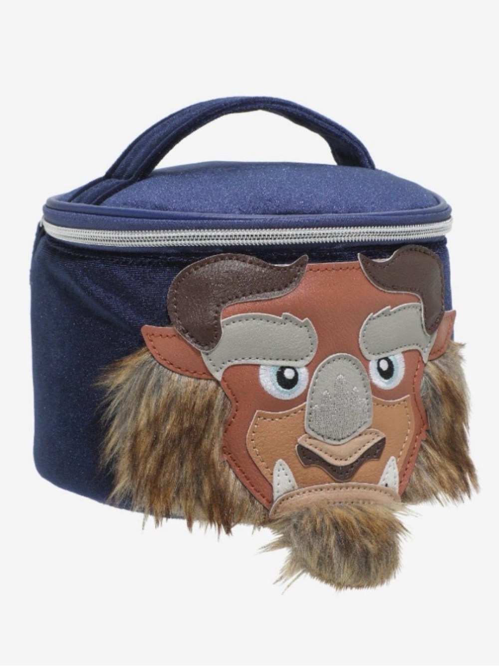 Disney Navy Blue Beast Cosmetic Case with Faux Fur Accent